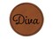 Diva Fun Text Round Iron-On Engraved Faux Leather Patch Applique - 2.5"